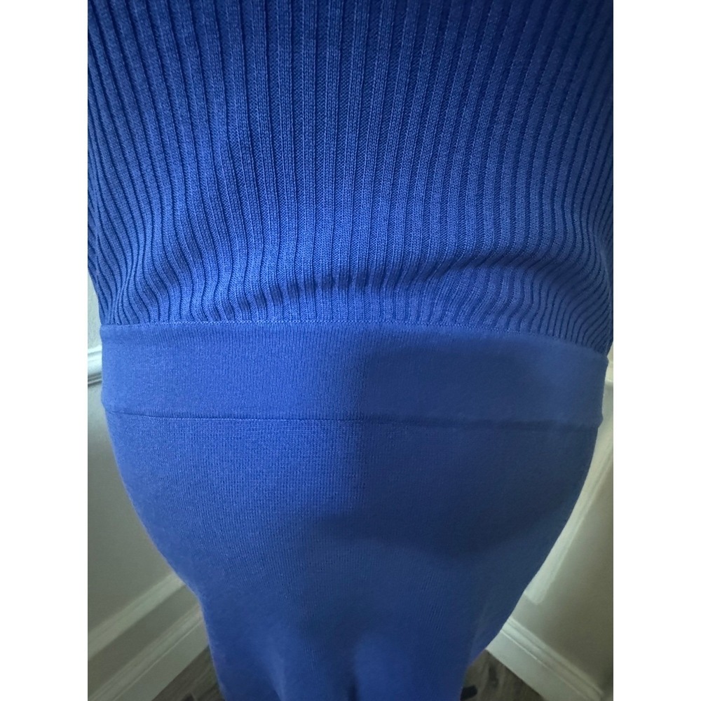Chanel Vintage Blue Ribbed Knit CC Logo Lion Button Dress US 6/8 EU42 Luxury - Picture 11 of 16